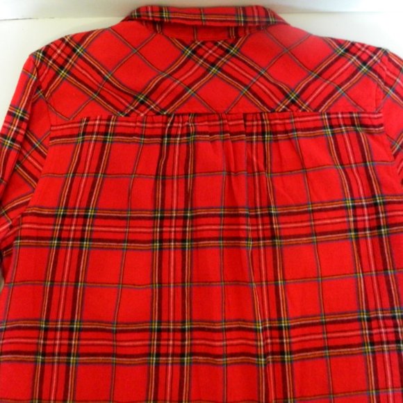 Ladies Croft & Barrow Red Plaid Extra Soft Flannel Soft Button Down Shirt Large - Picture 10 of 13